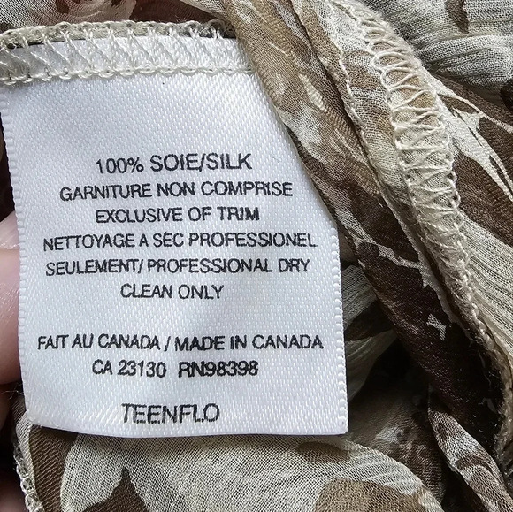 Teenflo TF Silk Floral Brown Top  Blouse Size M - Picture 5 of 5